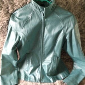 Danier pearl blue leather jacket